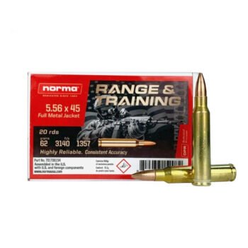 Munição Norma 5,56x45mm 62gr FMJ