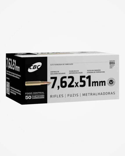 Munição CBC cal 7,62x51mm Comum (NATO Ball) TREINA (50un)