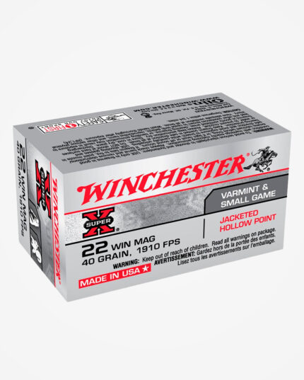 Cartucho Winchester .22WMR JHP 40gr SUPER X (50un)