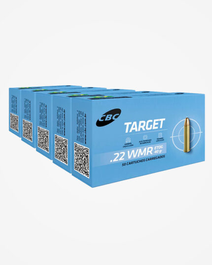Kit 5 Caixas (250un) Cartucho CBC 22 WMR ETOG 40gr Target