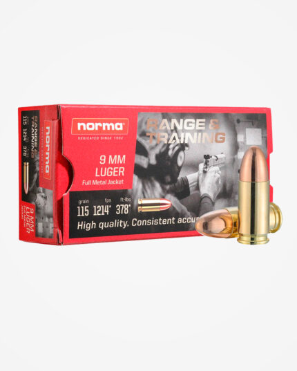 Munição Norma Range & Training 9mm FMJ 115gr
