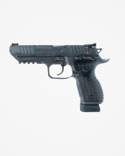 Compre a Pistola Arex Alpha 9mm. Armação em aço maciço (1108g), cano de 5 polegadas e gatilho Match DA/SA. A escolha perfeita para IPSC. Envio seguro e legalizado.