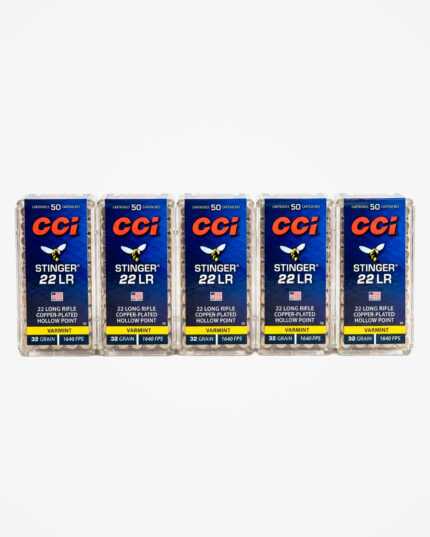Kit 5 caixas (250un) Munição CCI Stinger .22 LR 32gr