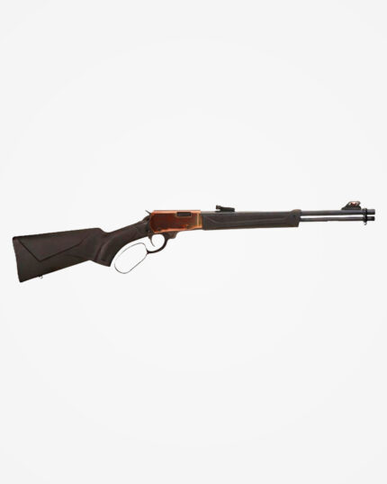 Rifle CBC Rio Bravo .22LR PVD Hardened com acabamento oxidado marrom acinzentado no receptor e coronha preta