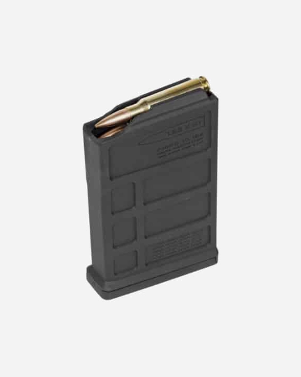 CMPM76210-1-padrao Carregador Magpul monofilar 7.62x51mm/.308Win preto com cartucho dourado encaixado na boca, corpo alongado fino