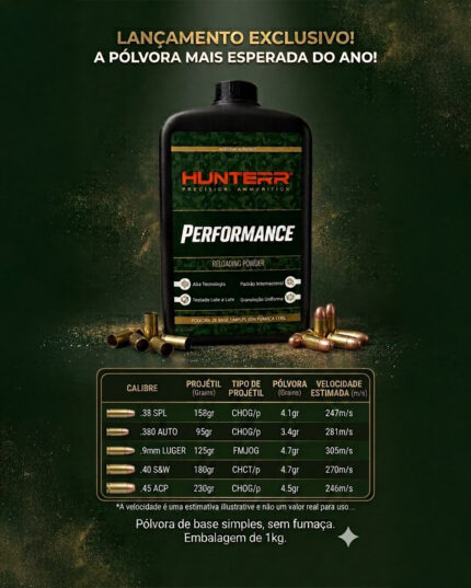 Pólvora Hunterr Performance 1KG Base Simples